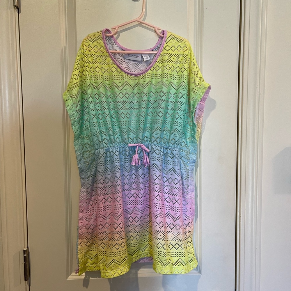 Rainbow colored swim cover up